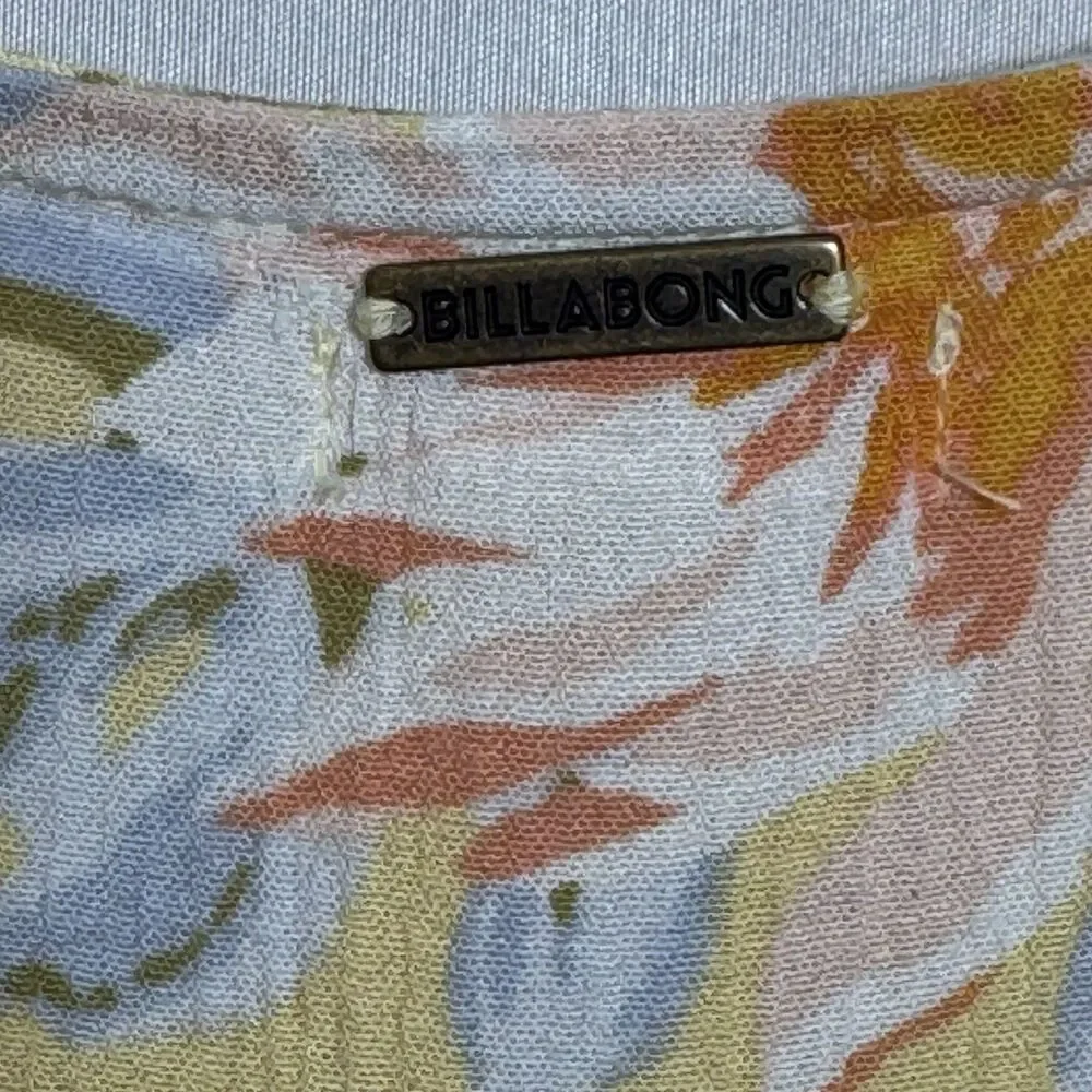 Billabong Yellow Floral Dress XS Boho Mini Empire Waist Short Sleeve Summer - Picture 4 of 8